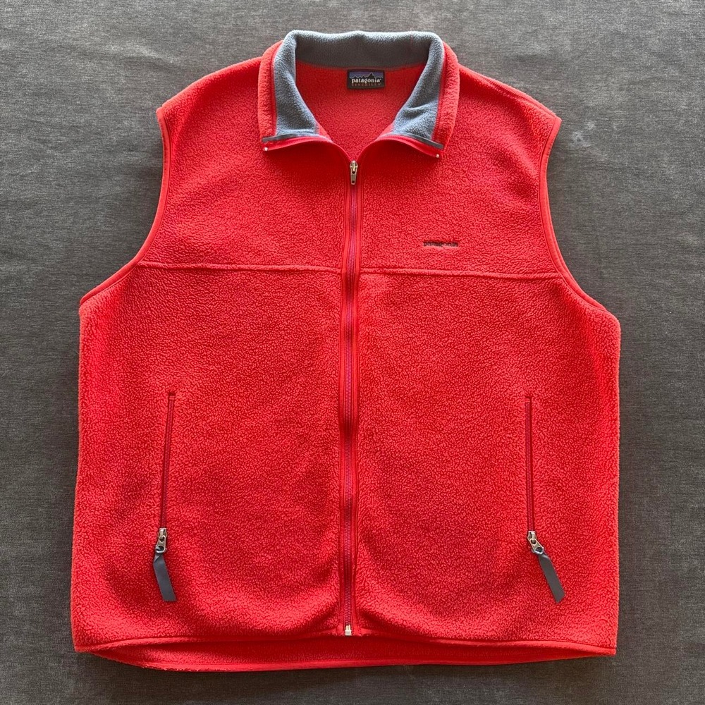 Vintage Patagonia Synchilla Fleece Vest Mens XL Red Full Zip 00s Y2K 25x28